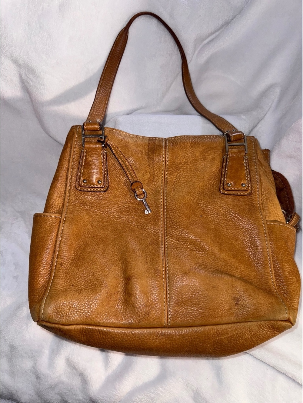 Vintage Fossil Pebbled Leather Handbag Purse